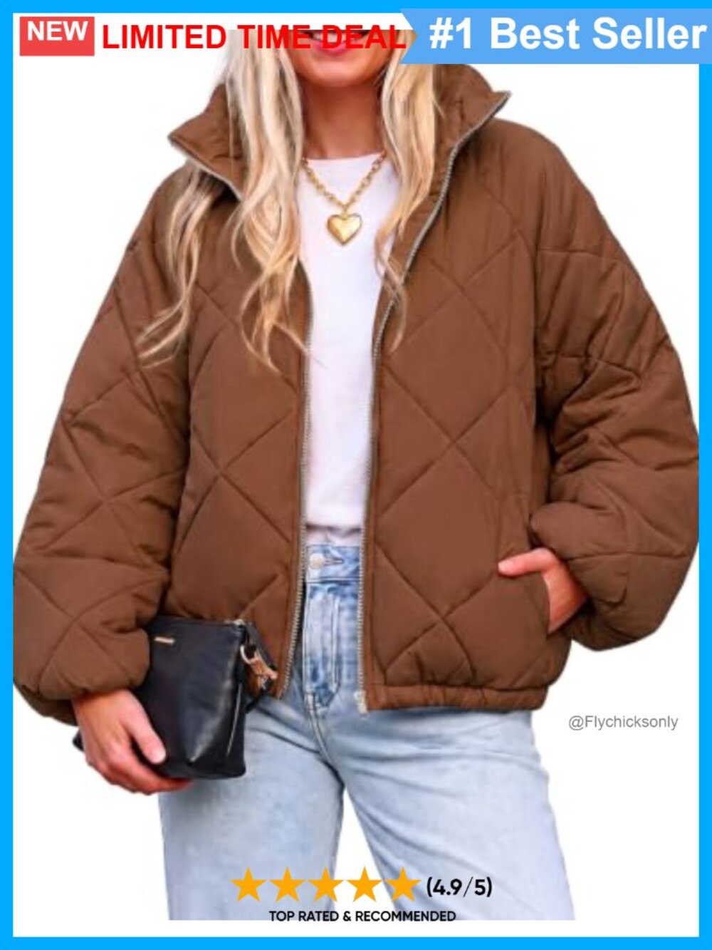 Quilted Lightweight Puffer Jacket Oversized Cropped Bomber Coat